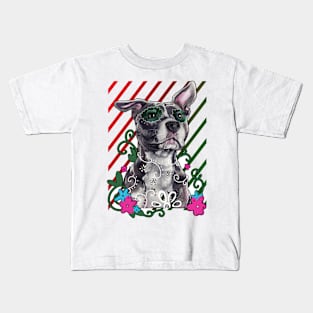 Floral bulldog Kids T-Shirt